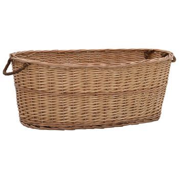 Cesta Para Leña Con Asas De Transporte Sauce Natural 88x57x34cm Vidaxl