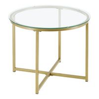 mesa de centro alavieska - 50 x 42 cm - mesa auxiliar - redonda - mesita de noche - mesa de cafe y te - dorado encasa