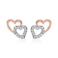 pendientes corazon plata 925 oro rosa circonita
