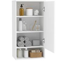 armario de bano de pared de tablero de particulas y mdf homcom con puerta y estantes regulables 40 x 27 x 77 cm  blanco