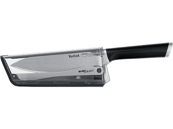 Cuchillo - Tefal Ever Sharp K2569004, Acero inoxidable, 16.5 cm, Inox + Funda afiladora