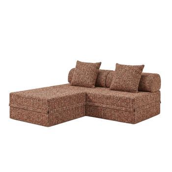Sofá Modular 3 Lugares + Puff Convertible Tweed Terracota