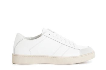 zapatillas de piel para hombre. white