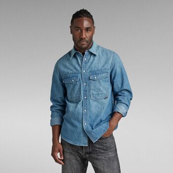 G-Star Raw Camisa manga larga D23006 D303 DAKOTA SHIRT-B890 FADED CADET BLUE para hombre