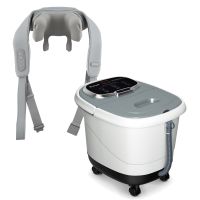 costway set masajeador cuello hombros 4d amasamiento profundo calor y masajeador pies electrico rodillos luz roja control temp gris