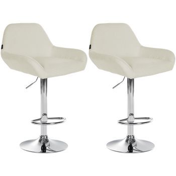 Set De 2 Taburetes De Bar Braga De Tela Crema 52x51x89 Cm Clp