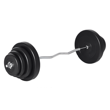 HOMCOM Barra de Pesas Curvada con Set de Musculación 8 Discos Intercambiables 2,5kg-15kg hasta 70 kg para Entrenamiento en Casa Negro   Aosom España
