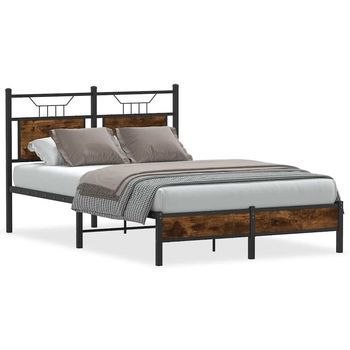 Estructura De Cama Sin Colchón Madera Roble Ahumado 120x200 Cm Vidaxl