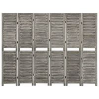 biombo de 6 paneles de madera maciza gris 214x166 cm vidaxl