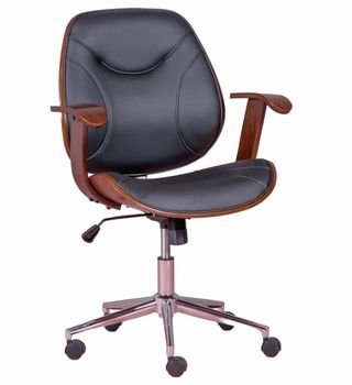 Silla de oficina de diseño con madera oscura, negro
