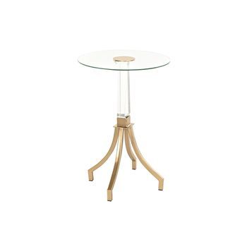 Mesita Auxiliar Metal Acrilico 42x42x62 Dorado