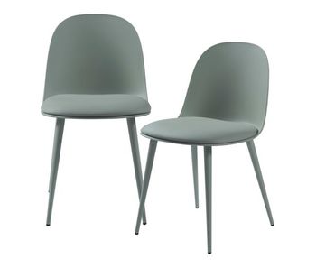 Juego de 2 sillas de comedor kangasala tapizado cuero sintético plástico y metal 81 x 45 x 52 cm - verde gris [en.casa]