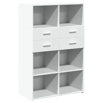 Aparador De Madera De Ingeniería Blanco 80x42,5x124 Cm