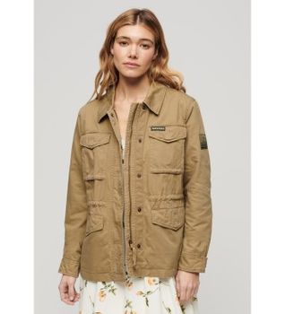 Superdry para mujer. W5011671A Chaqueta militar M65 marrón (S), Casual, Algodón, Manga larga