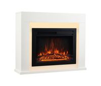 kaminio electrica chimenea matti - chimenea electrica de pie con calefaccion efecto de llama 3d luz ambiental led control remoto - blanco
