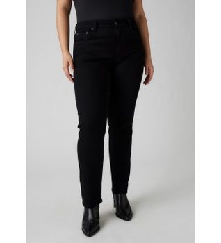 Levi's para mujer. 18883-0321 Jeans Rectos De Tiro Alto 724 negro (25/30), Casual, Algodón, Denim