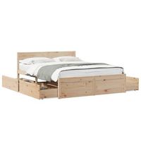cama doble  cama para adultos  estructura de cama con cajones madera maciza de pino 150x200cm