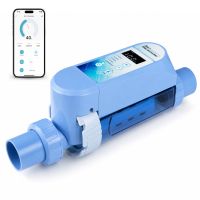 costway clorador de sal para piscinas hasta 18 m con app ajuste 5 niveles funcion boost alarma de temperatura 265w 425 x 122 x 153 cm azul