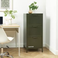 mueble de escritorio de metal verde oliva 3 cajones h105cm