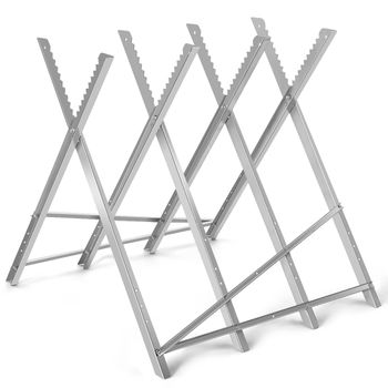 Costway Caballete de Acero Plegable Caballete para Sierra de Madera para Motosierras Soporta hasta 100 kg Portátil Cortar Leña 82 x 82 x 80 cm