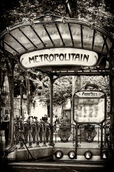 Cuadro en blanco y negro París metropolitano Impresión sobre lienzo cm