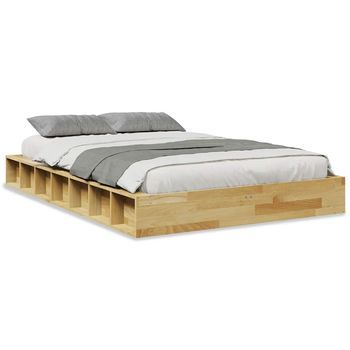 Cama Matrimonial | Cama Para Adultos | Estructura De Cama Sin Colchón 120x190 Cm Madera Maciza Roble