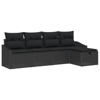 conjunto de sofas de jardin de 5 uds con cojines negro de poliratan cfw802673