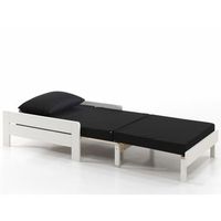 vipack cama convertible en sillon de pino macizo lacado blanco pino oliver