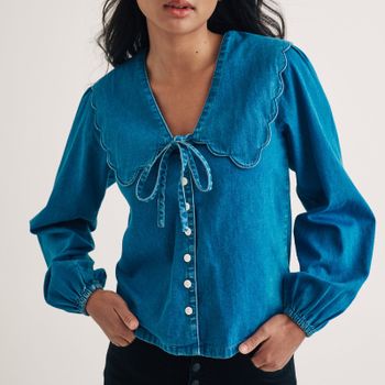 Nobody's Child Birdie Denim Blouse - UK 8