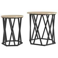 2 piezas mesa de cafe  mesa de centro roble sonoma madera ingenierizada y acero