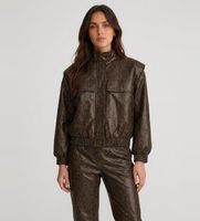 twinset para mujer 262tt2280 chaqueta bomber de efecto piel con estampado de piton marron 38 casual poliester