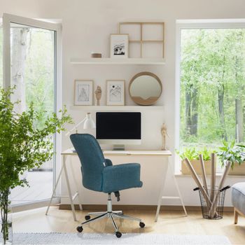 Silla home office tela petrol