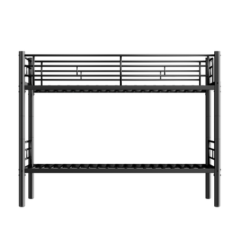 Cama Litera 2 Plazas 90x200 Negra, Somier Listones, Escalera Antideslizante, Barandilla Seguridad, Convertible Individual.
