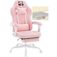 silla gaming con cojin de muelles ensacados reposacabezas soporte lumbar y reposapies color rosa