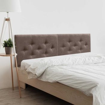 Dhome Cabecero De Tela Acualine Con 3 Hileras Intercaladas De Botones Cabezal Tapizado Cama Lujo(marrón, 190cm (2 Piezas))