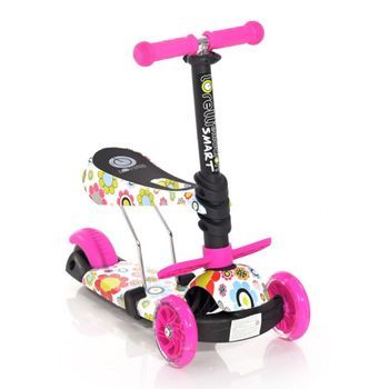 Patinete Infantil Con Asiento Smart Pink Flowers De Lorelli