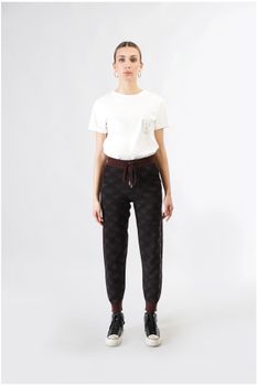 pantalón de punto con logo en jacquard black combo
