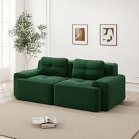canape-cama convertible modular de 2 plazas en terciopelo acanalado verde asiento profundo estilo nube comodo