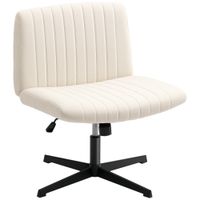 homcom silla homeoffice regulable en altura giratoria con aspecto lino silla para sentarse con las piernas cruzadas hasta 120 kg blanco crema