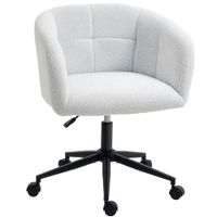 homcom silla de oficina acolchada con tela de peluche diseno de banera silla de escritorio con ruedas base de acero crema  negro   aosom espana