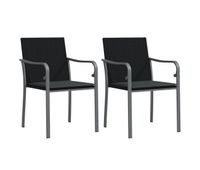 vidaxl sillas jardin y cojines 2 uds ratan sintetico negro 56x59x84 cm