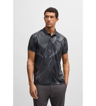 BOSS para hombre. 50537757 Polo Paddy Desert Active negro (S), Casual, Poliéster, Manga corta