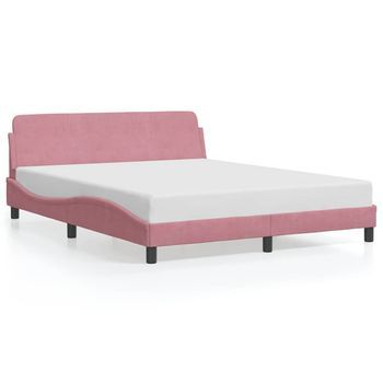 Estructura De Cama Con Cabecero Dover Terciopelo Rosa 160x200 Cm Vidaxl