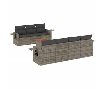 Vidaxl set de sofás de jardín 8 pzas y cojines ratán sintético gris