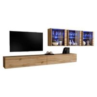 conjunto de muebles para salon mural switch xvii diseno color roble wotan