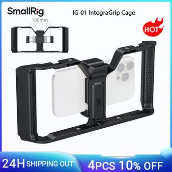 SmallRig IG-01 Integra Grip Cage para teléfonos inteligentes para iPhone para Samsung Agarre doble ultraancho con soportes para zapatos fríos -5355