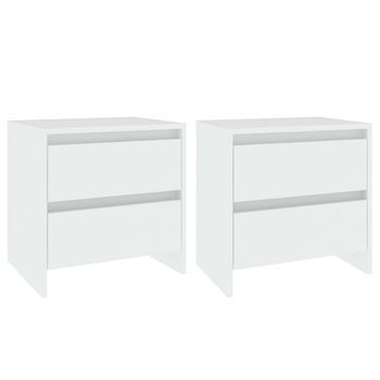 Pack 2 Uds Mesillas De Noche | Mesita De Noche Madera Contrachapada 45x34,5x44,5 Cm