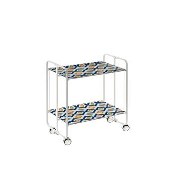 Carrito Auxiliar Plegable Bauhaus Con Ruedas - Armazón Metálico Blanco, 2 Niveles Y 4 Posiciones Ajustables,,81