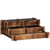 outsunny arriate de jardin de 3 niveles con diseno de escalera y tela no tejida para cultivos flores 93x93x35 cm carbonizado