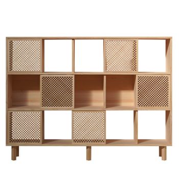Librería de pino macizo natural 6 puertas 160 cm Sin barnizar